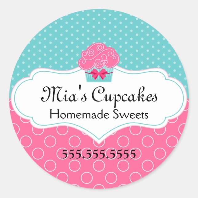 Sticker Rond Cupcake Boulangerie Couvercles (Devant)