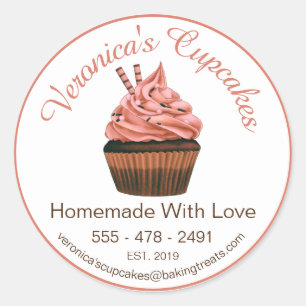 Sticker Rond Cupcake Brown Avec Coordonnées