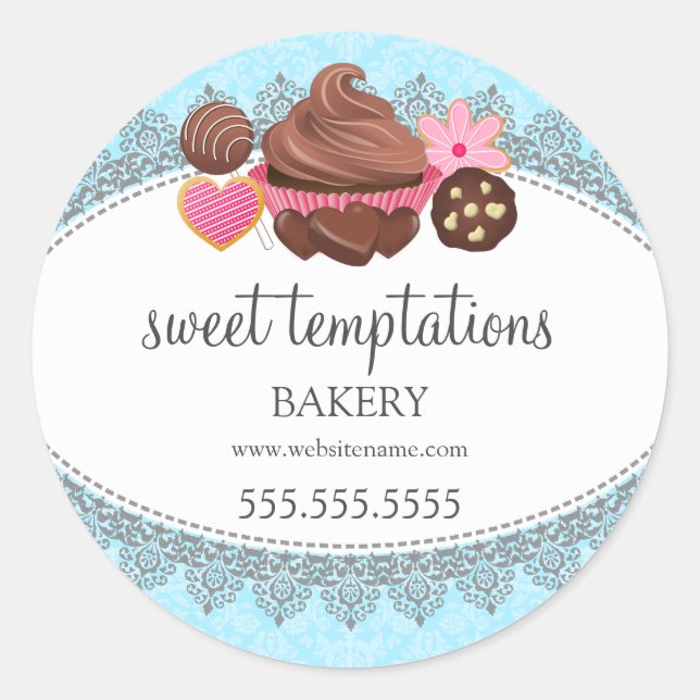 Sticker Rond Cupcake Cake Pops Boulangerie de biscuits Emballag (Devant)