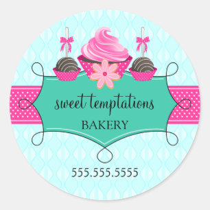 Sticker Rond Cupcake Cake Pops Boulangerie de biscuits Emballag