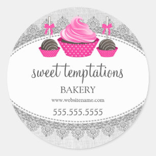 Sticker Rond Cupcake Cake Pops Boulangerie Emballage