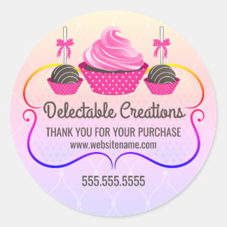 Sticker Rond Cupcake Cake Pops Rainbow Dessert Boulangerie Boît