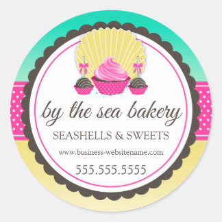 Sticker Rond Cupcake Cake Pops Seashell Boulangerie Boîte Seals