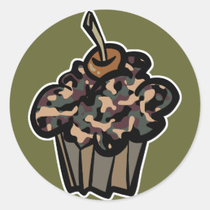 Sticker Rond cupcake camouflé