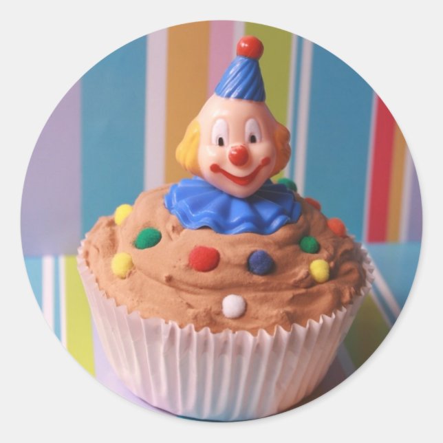 Sticker Rond Cupcake clown rétro (Devant)