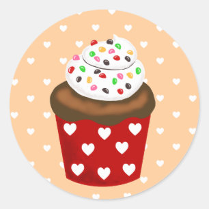 Sticker Rond Cupcake coloré