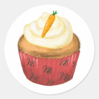 Sticker Rond Cupcake de carottes de l'autocollant de boulangeri
