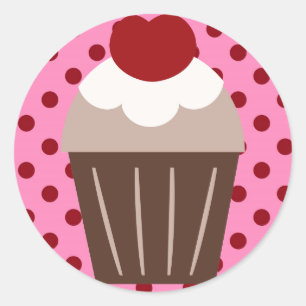 Sticker Rond Cupcake de cerise au chocolat KRW