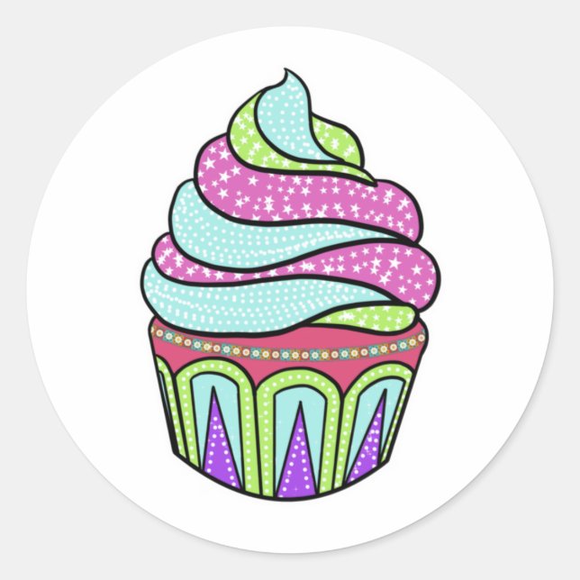 Sticker Rond cupcake gelé de couleur pastel (Devant)