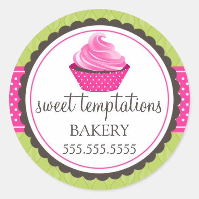 Sticker Rond Cupcake Gourmet Boulangerie Cachets (Devant)