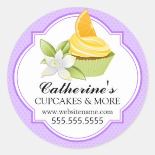 Sticker Rond Cupcake Gourmet Lilac Boulangerie Cachets