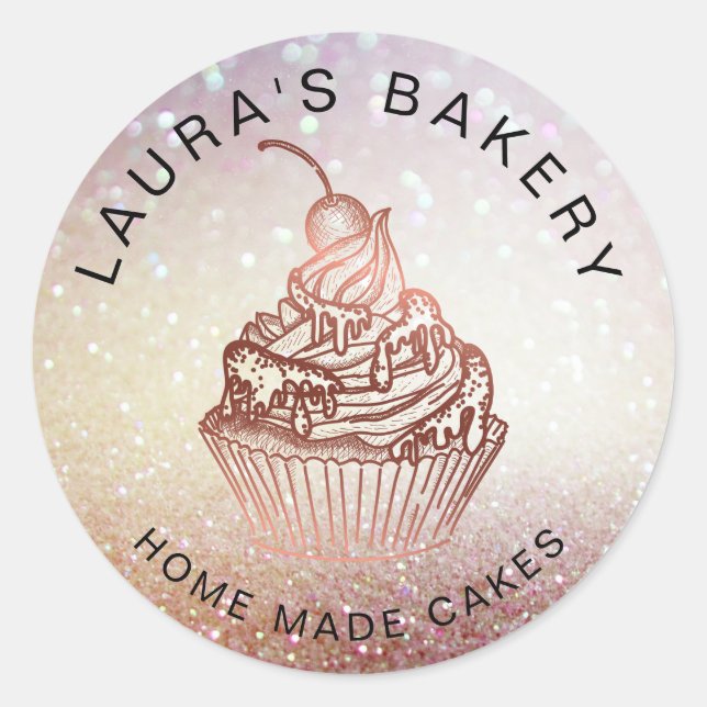 Sticker Rond Cupcake Home Bakery Rustic Vintage (Devant)