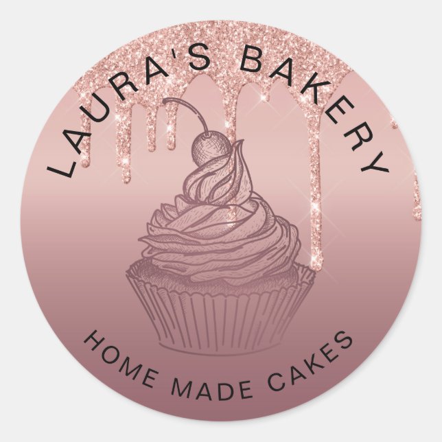 Sticker Rond Cupcake Home Bakery Rustic Vintage (Devant)