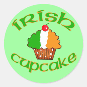 Sticker Rond Cupcake irlandais