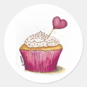 Sticker Rond Cupcake - Jour le plus doux