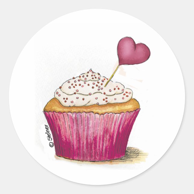 Sticker Rond Cupcake - Jour le plus doux (Devant)