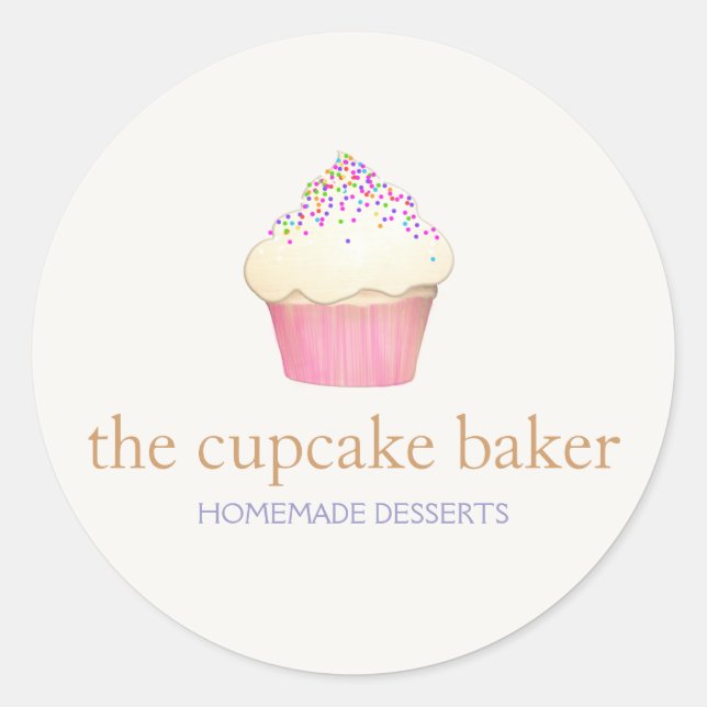 Sticker Rond Cupcake Logo Boulangerie Chef Restauration (Devant)