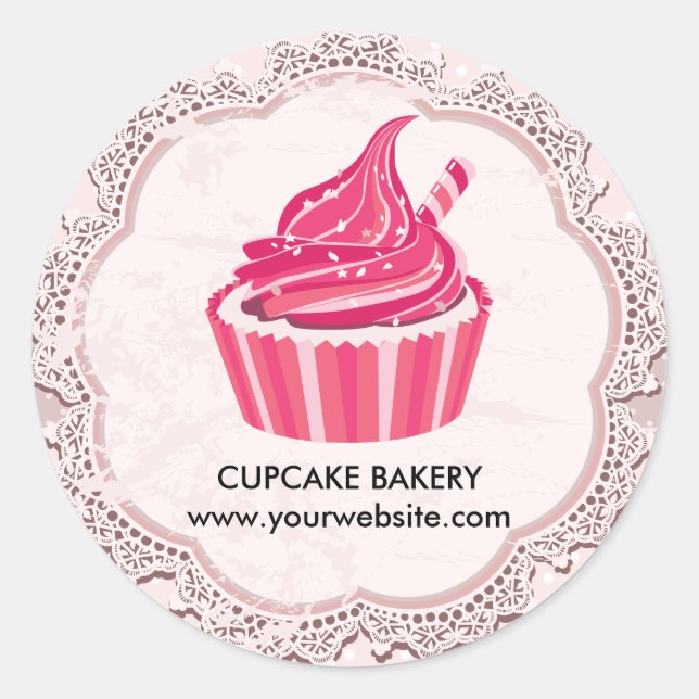 Sticker Rond Cupcake Polka Dot Motif Boulangerie traditionnelle (Devant)