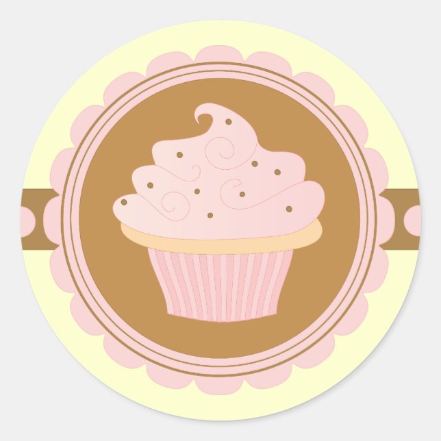 Sticker Rond Cupcake rose (Devant)