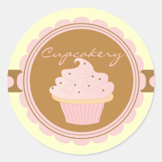 Sticker Rond Cupcake rose