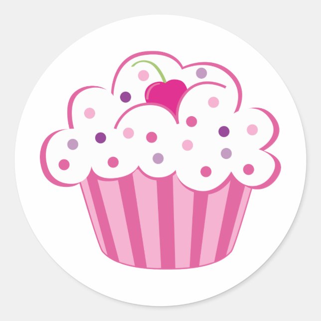 Sticker Rond Cupcake rose (Devant)