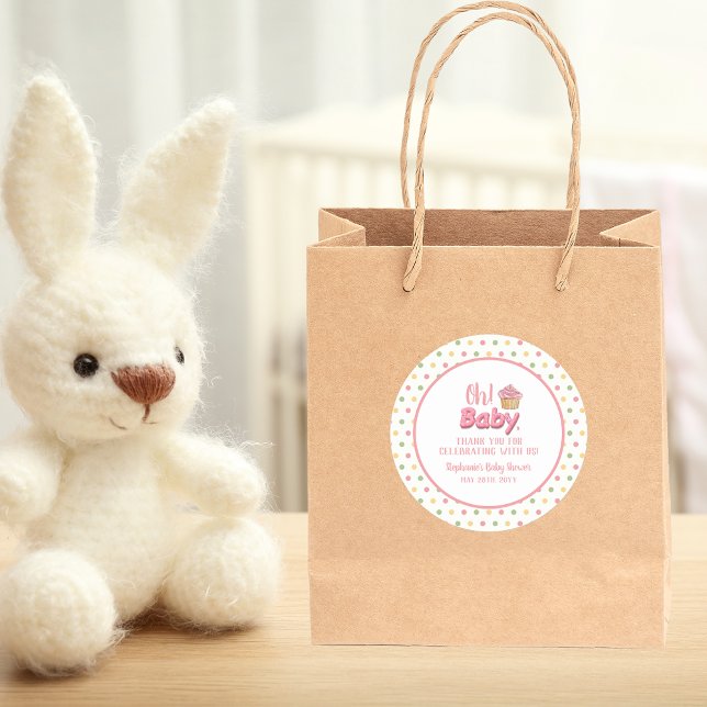 Sticker Rond Cupcake rose arrose le Merci (Créateur téléchargé)