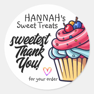 Sticker Rond Cupcake rose aux cerises sur le Merci supérieur