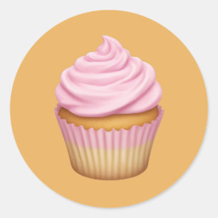 Sticker Rond Cupcake rose givré Emoji
