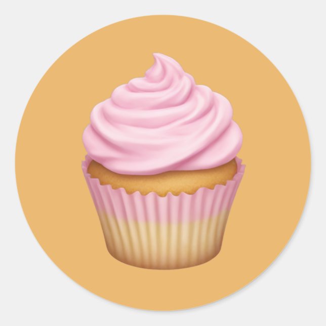 Sticker Rond Cupcake rose givré Emoji (Devant)