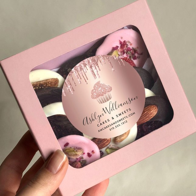 Sticker Rond Cupcake Rose Gold Cuivre Drives Pâtisserie Chef bo (Créateur téléchargé)