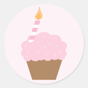 Sticker Rond Cupcake rose pâle