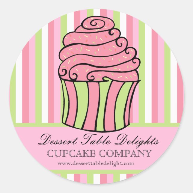 Sticker Rond Cupcake Stripes Site de publicité commerciale (Devant)