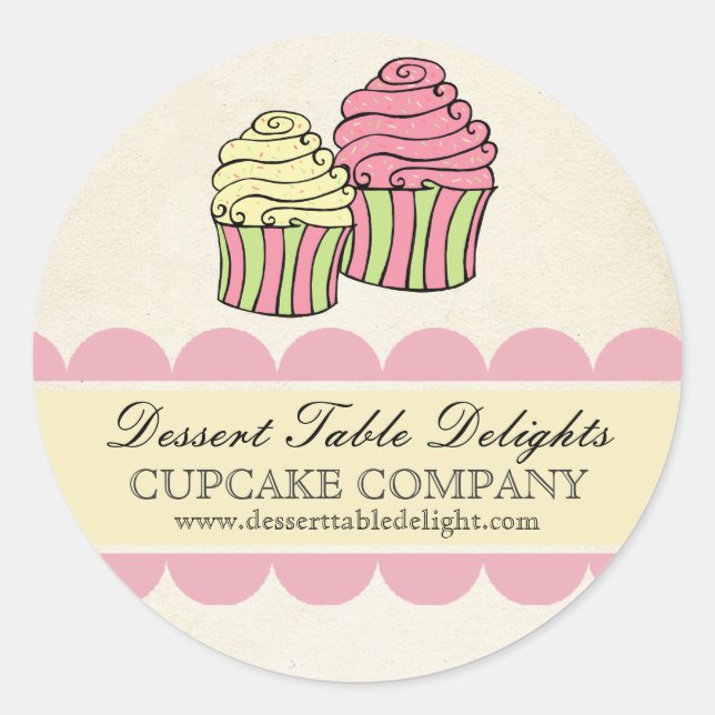 Sticker Rond Cupcake Stripes Site de publicité commerciale (Devant)