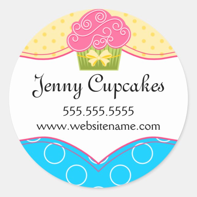 Sticker Rond Cupcake Whimsical Boulangerie Cachets (Devant)