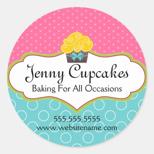 Sticker Rond Cupcake Whimsical Boulangerie Cachets (Devant)