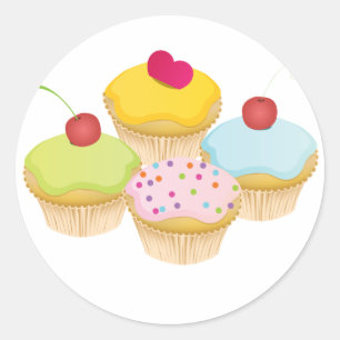 Sticker Rond Cupcakes