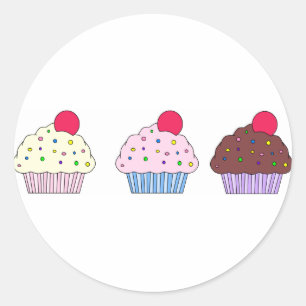 Sticker Rond Cupcakes