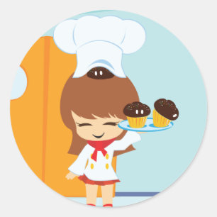 Sticker Rond Cupcakes