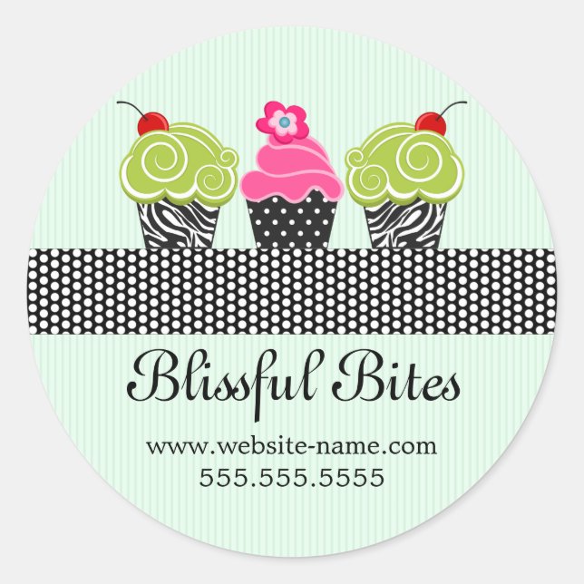 Sticker Rond Cupcakes à la cerise Whimsical Boulangerie Cachets (Devant)