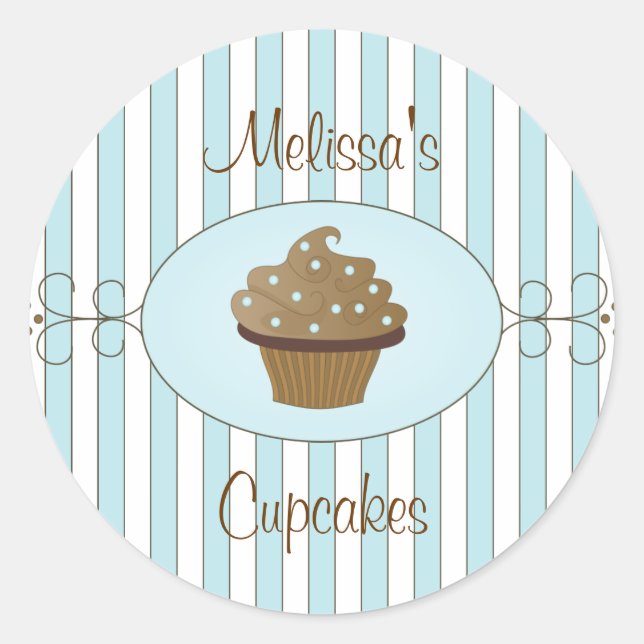Sticker Rond Cupcakes Bleus Fancy (Devant)