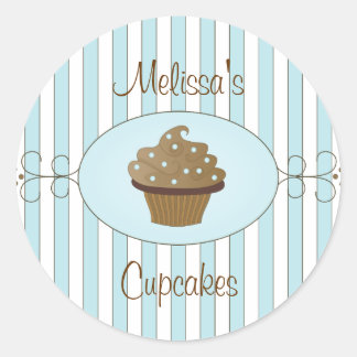 Sticker Rond Cupcakes Bleus Fancy
