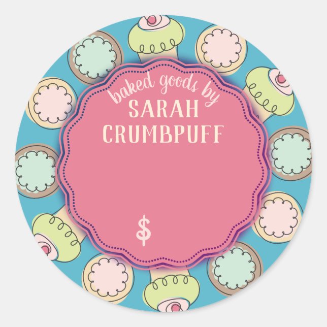 Sticker Rond Cupcakes cookies boulangerie prix personnalisé (Devant)