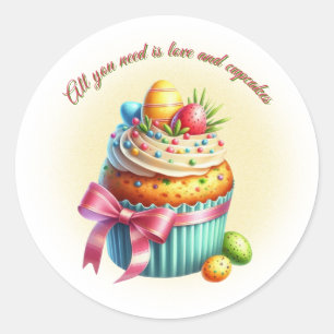 Sticker Rond Cupcakes de Pâques Tout ce dont vous avez besoin d