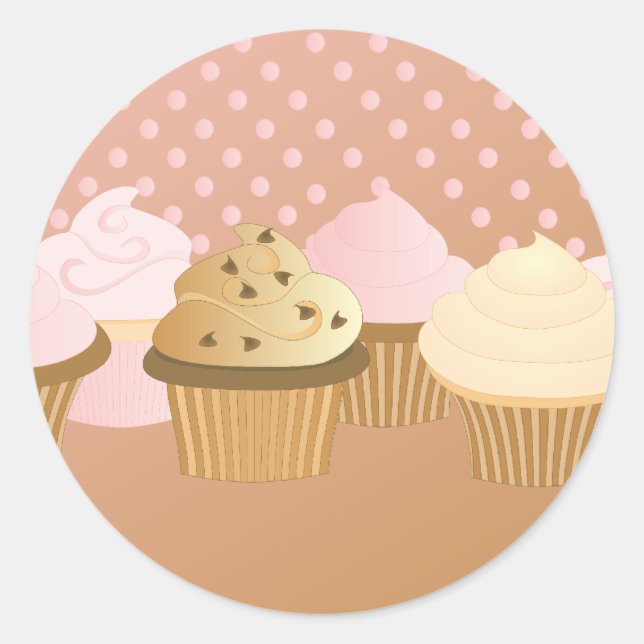 Sticker Rond Cupcakes Designer (Devant)