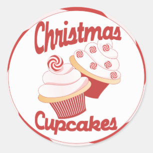 Sticker Rond Cupcakes Noël