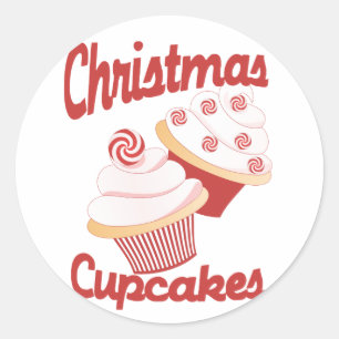 Sticker Rond Cupcakes Noël