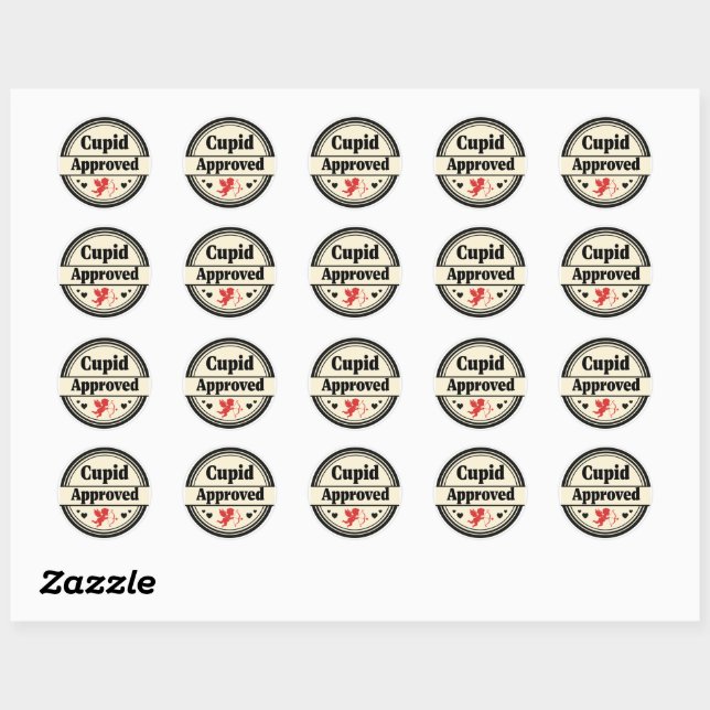 Sticker Rond Cupid Approved Love (Feuille)