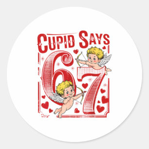 Sticker Rond Cupid dit 67 Couple de la Saint-Valentin correspon