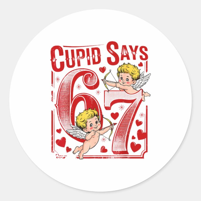 Sticker Rond Cupid dit 67 Couple de la Saint-Valentin correspon (Devant)