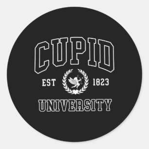 Sticker Rond Cupid University Est 1823 La Saint Valentin Lov